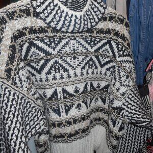 OPHELIS ROE, women's heavy pullover sweater,   sz 2X   black, white & beige